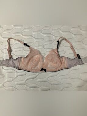 Victorias Secret Mesh French Lace Triangle Unlined Underwire Bra 32DD